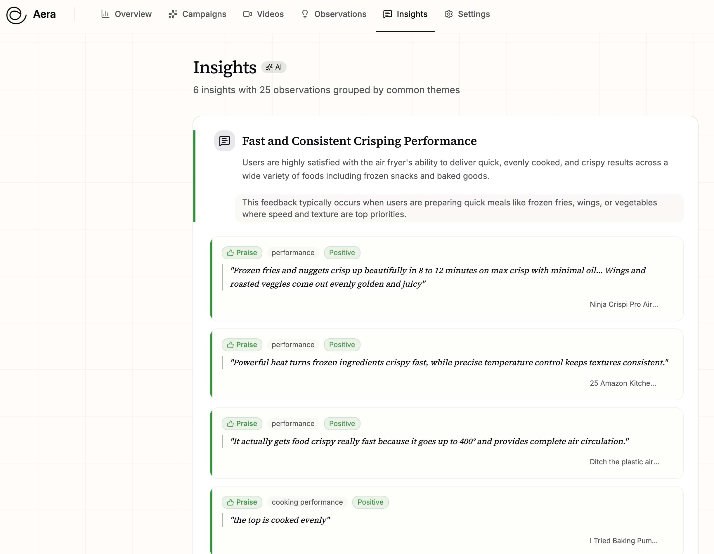 Aera captures what customers keep repeating